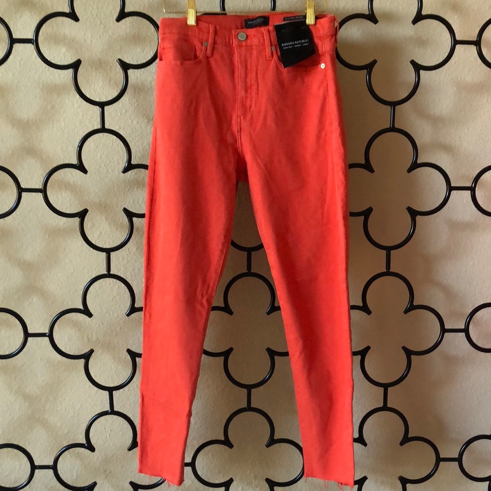 NWT Banana Republic High Rise Orange Skinny Jeans